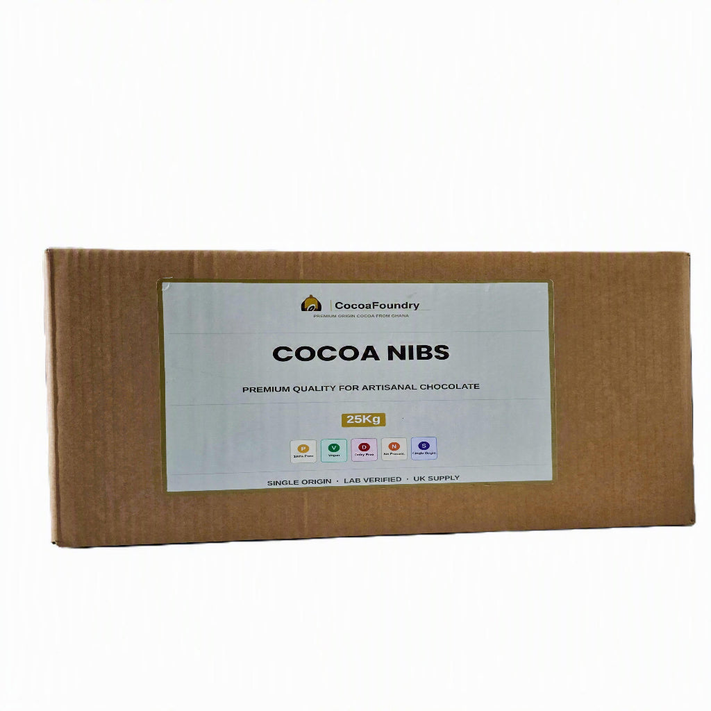 25kg wholesale sack of single-origin Ghana cocoa nibs