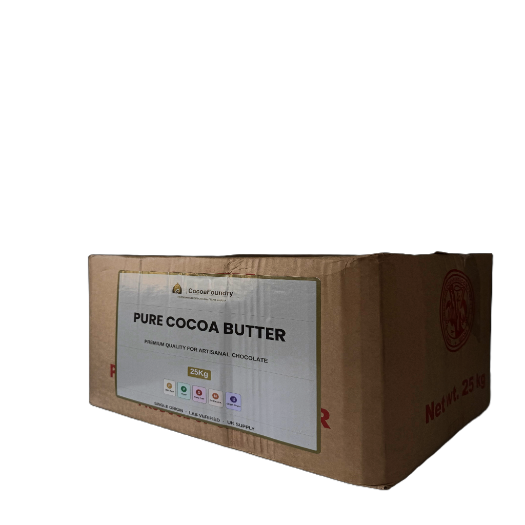 25kg wholesale box of single-origin Ghana cocoa butter