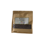 Resealable retail pouch of CocoaFoundry single-origin Ghana cocoa nibs