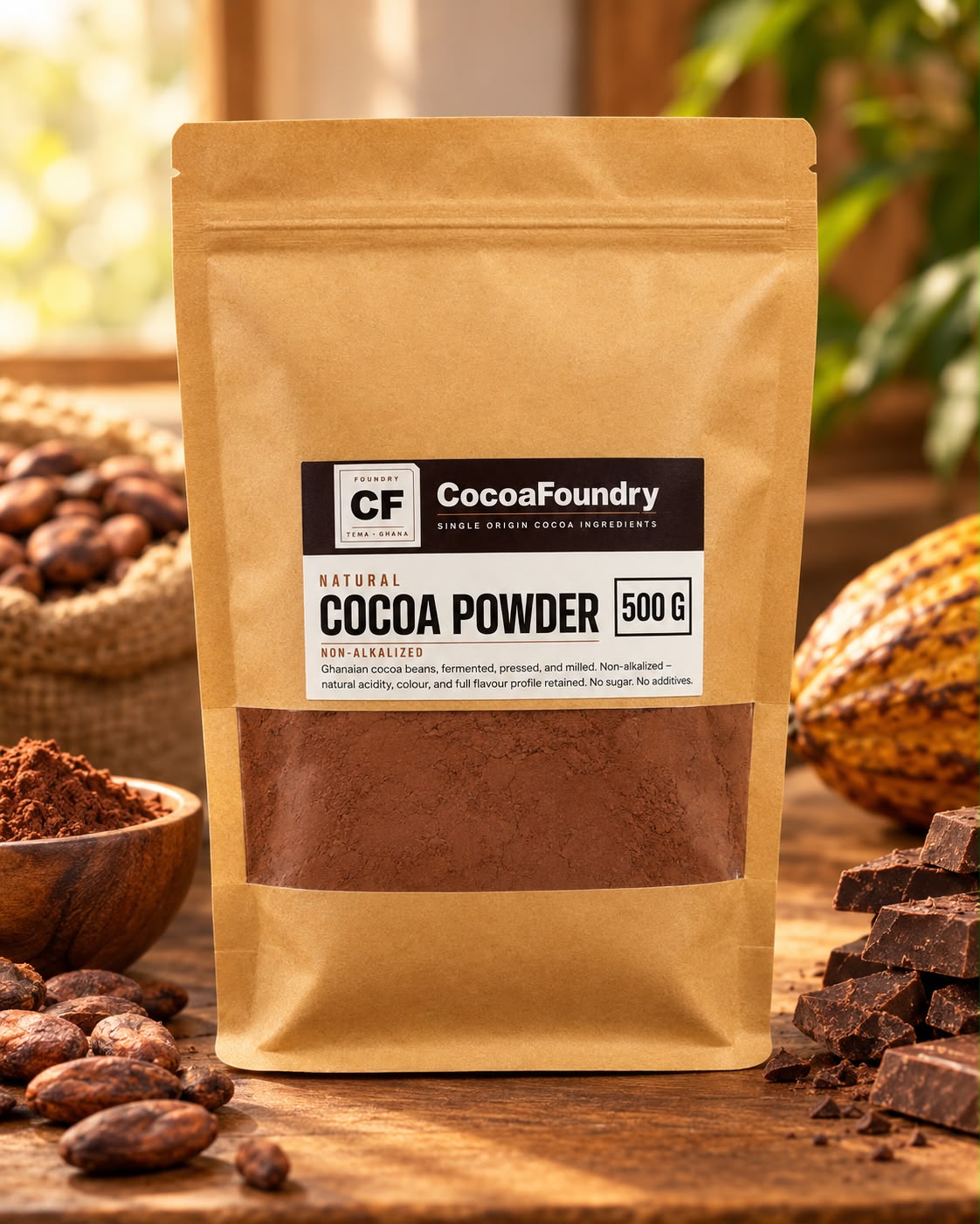 Natural Cocoa Powder, Single Origin Ghana, Non Alkalised